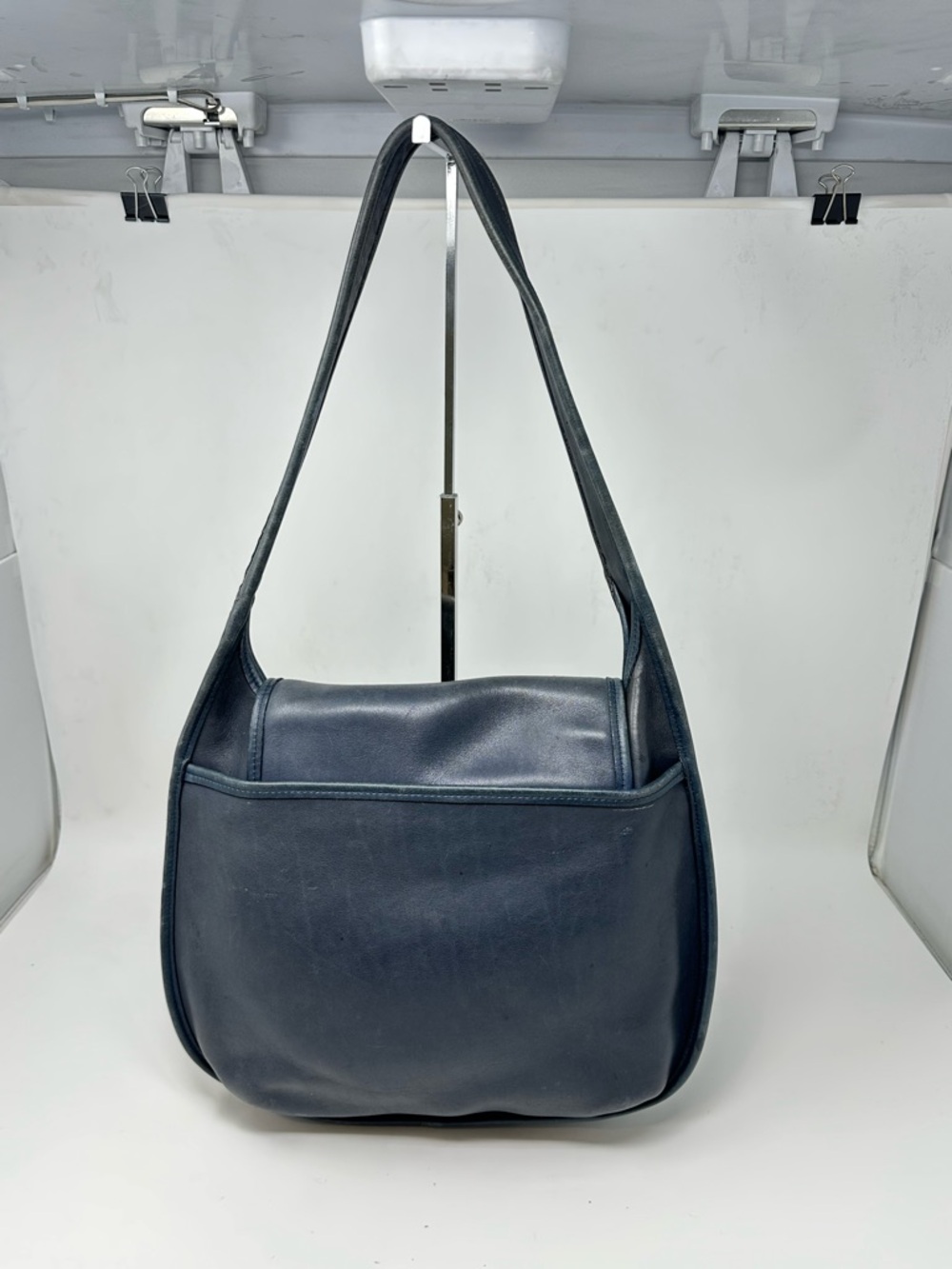 Vintage Coach 9029 Ergo Flap Leather Shoulder Bag Blue Made In USA - Picture 2 of 15